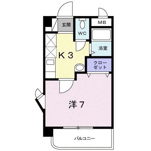 シーポート花時計(1K/3階)の間取り写真