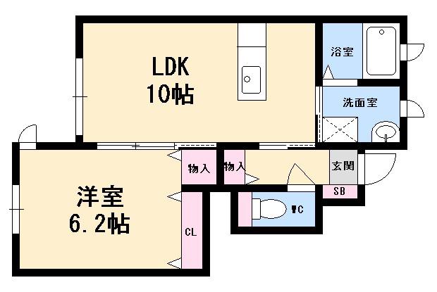 プレジール南観音(1LDK/1階)の間取り写真