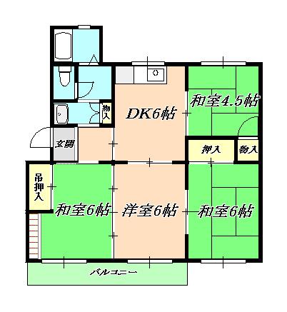 上高丸南(4DK/5階)の間取り写真