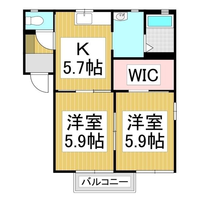 メゾンセレーノB(2K/1階)の間取り写真