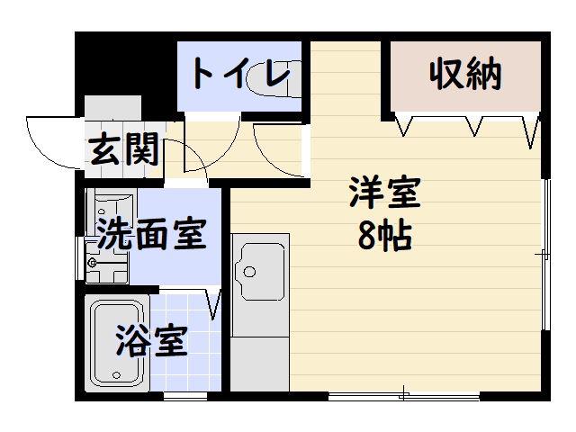 鹿児島市電唐湊線 鹿児島駅前駅 徒歩22分 2階建 築32年(ワンルーム/1階)の間取り写真