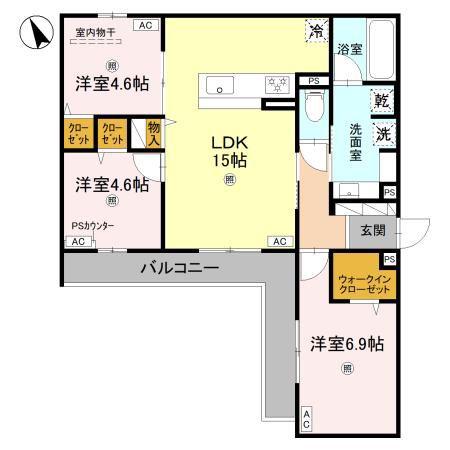 RISING HILLS II(3LDK/3階)の間取り写真