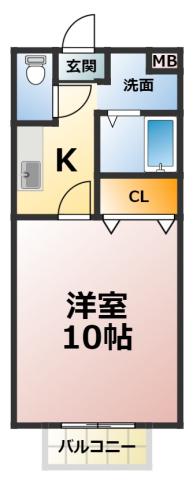 プランドール(1K/2階)の間取り写真