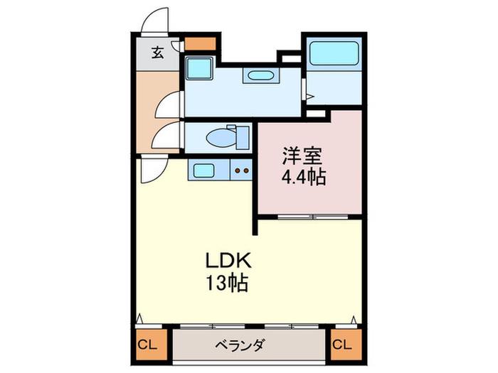 蓮葉マンション(1LDK/3階)の間取り写真