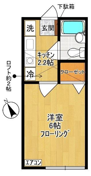 ペアハイムXI(1K/1階)の間取り写真
