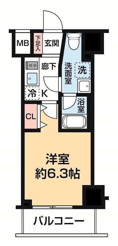 ガレリアレジデンス石川町(1K/1階)の間取り写真