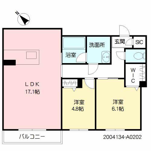 シャーメゾンほたくぼ(2LDK/2階)の間取り写真