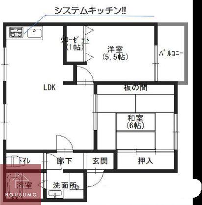 本町北パークハイムI(2LDK/3階)の間取り写真