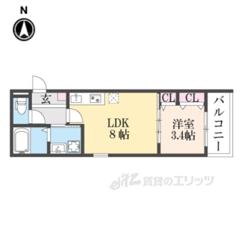 ACROMATICO城陽(1LDK/3階)の間取り写真