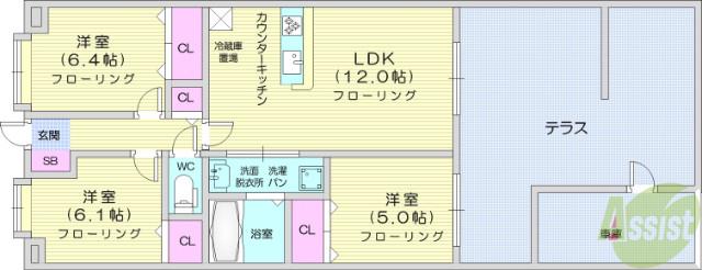 グランパレ泉(3LDK/2階)の間取り写真
