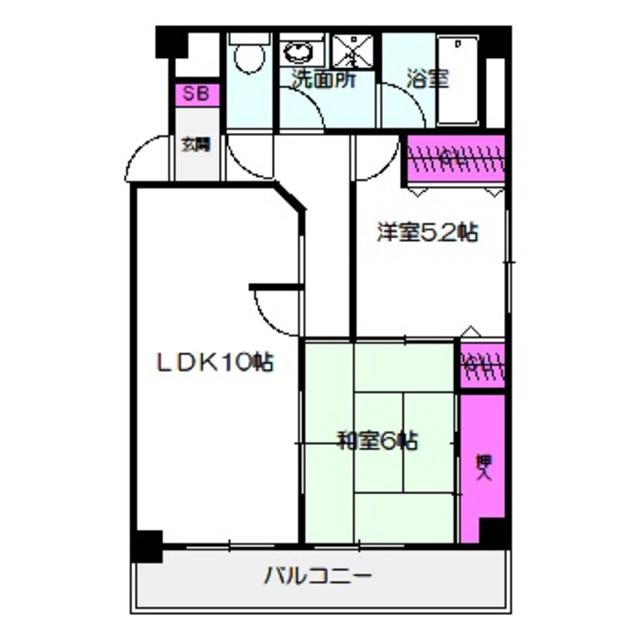 ベルダァーII番館(2LDK/2階)の間取り写真