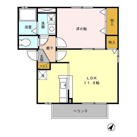 CF HEIGHTS J(1LDK/1階)の間取り写真