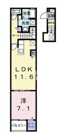 ベル・ウッド深大寺(1LDK/2階)の間取り写真