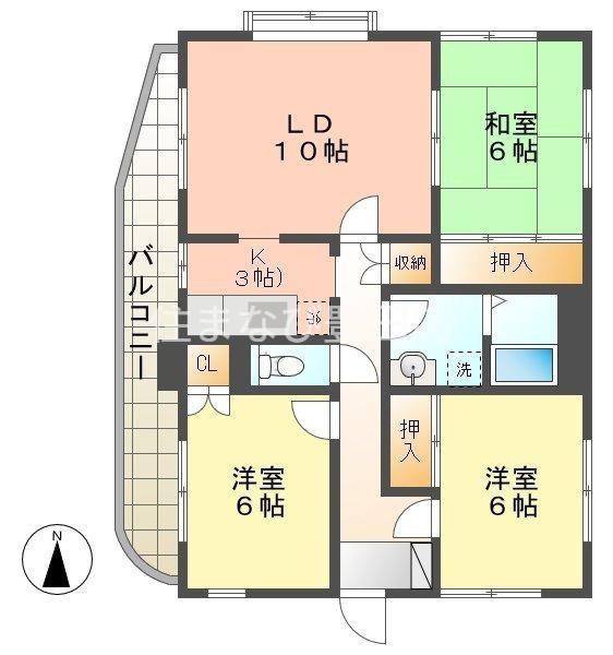 ホワイトアンジェ(3LDK/4階)の間取り写真