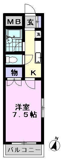 パインリーフドエル(1K/3階)の間取り写真