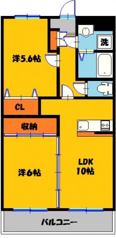 グリーンフィル石井(2LDK/3階)の間取り写真