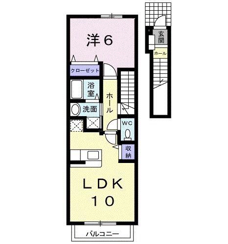フローラシオン(1LDK/2階)の間取り写真