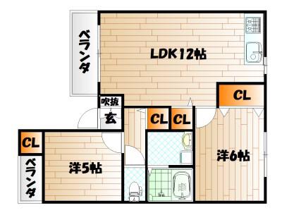 プロヴァンス赤坂(2LDK/2階)の間取り写真