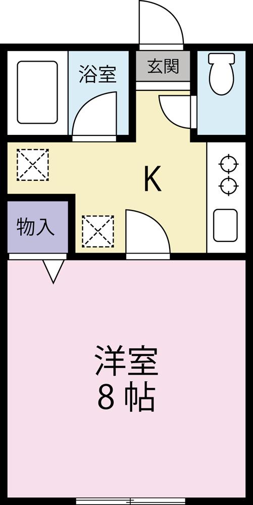 一木ハイツ(1K/2階)の間取り写真