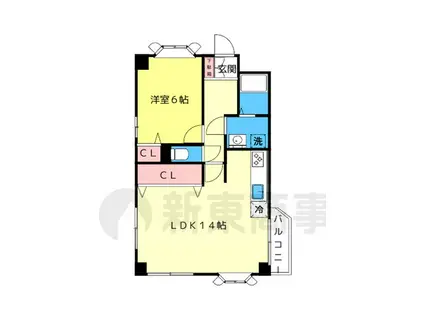 ウィング新瑞(1LDK/3階)の間取り写真