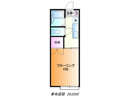 ディアレストハウス(1K/1階)の間取り写真