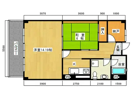 芦屋アーバンライフ(1SLDK/6階)の間取り写真