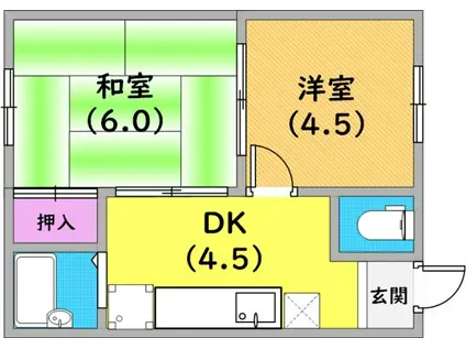 メゾンフローラ(2DK/1階)の間取り写真