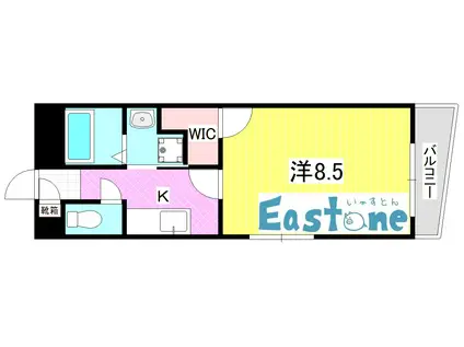 メルシー郡元(1K/1階)の間取り写真