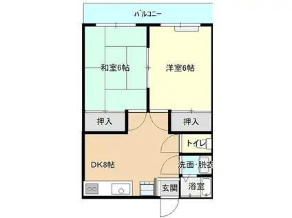 川中ハイツA(2DK/2階)の間取り写真