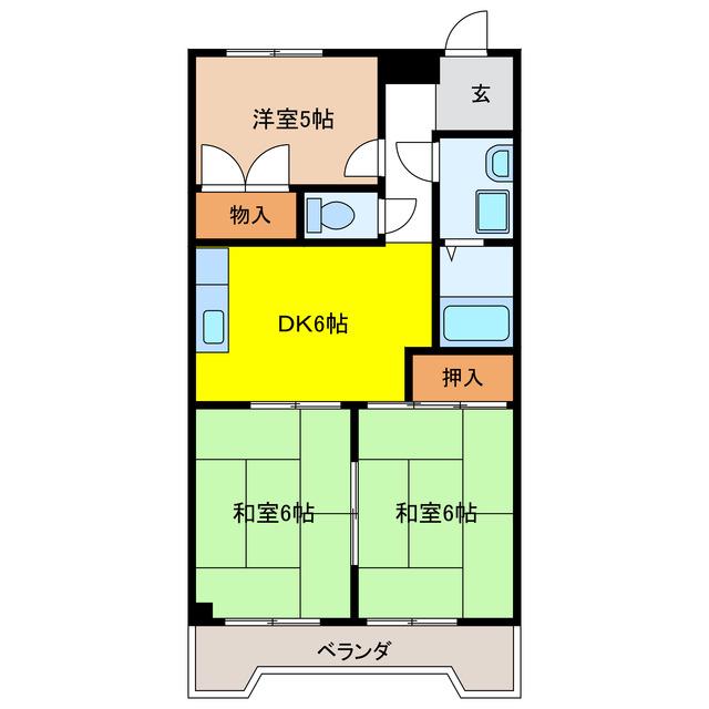 エステート23(3DK/5階)の間取り写真