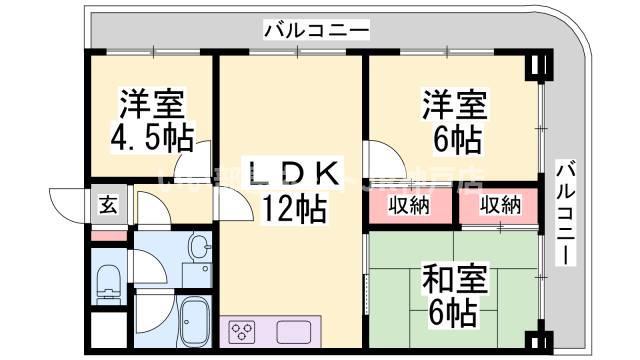 パレルミエール岡本(3LDK/2階)の間取り写真
