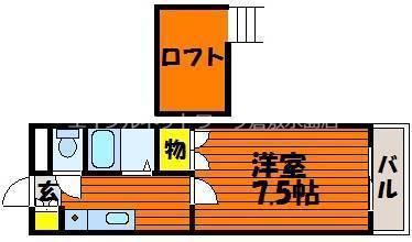 ルミナス天城(1K/2階)の間取り写真