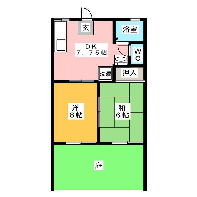 ロイヤル小塩II(2DK/1階)の間取り写真