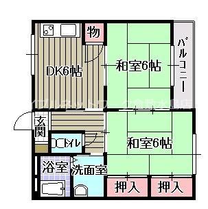 コーポ則武A棟(2DK/2階)の間取り写真