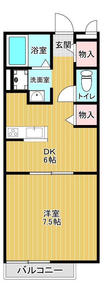 ジュネス(1DK/1階)の間取り写真