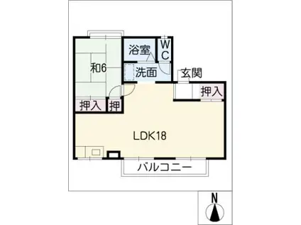 ドゥーライフ西門A棟(1LDK/2階)の間取り写真