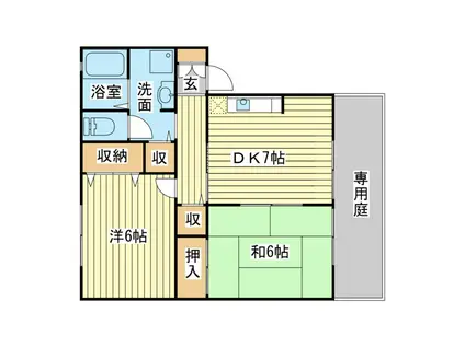 フローラルハイツ(2DK/1階)の間取り写真