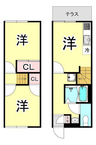 レオパレス広田(2DK/1階)の間取り写真