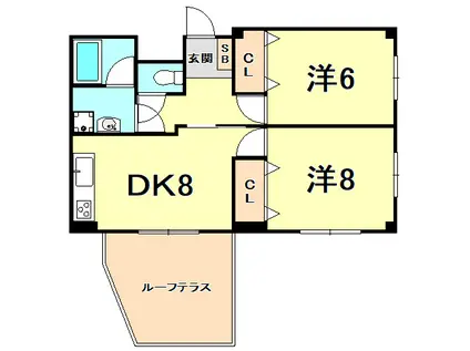 カサアルタ(2DK/1階)の間取り写真