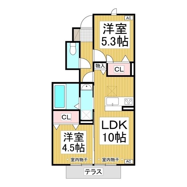 プレジール(2LDK/1階)の間取り写真