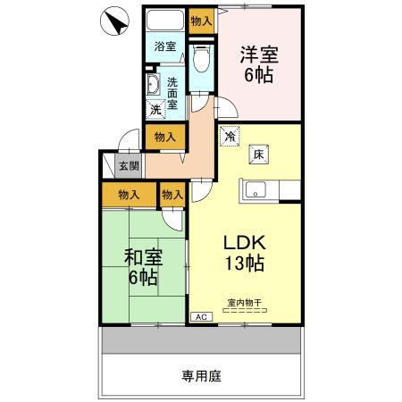 プラザ・ルミエール C棟(2LDK/1階)の間取り写真