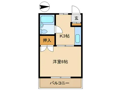 ハイツ加賀(1K/3階)の間取り写真