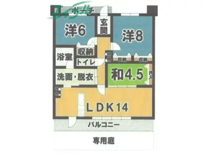 サンマンションアトレ中川駅前ラグゼ(3LDK/1階)の間取り写真