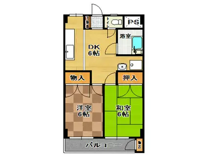 安積町アベビル(2DK/4階)の間取り写真