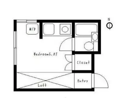 吉川ハウス(ワンルーム/2階)の間取り写真