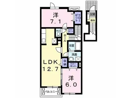 ジュネス中原II(2LDK/2階)の間取り写真