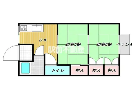 西蔵アパート(2DK/2階)の間取り写真