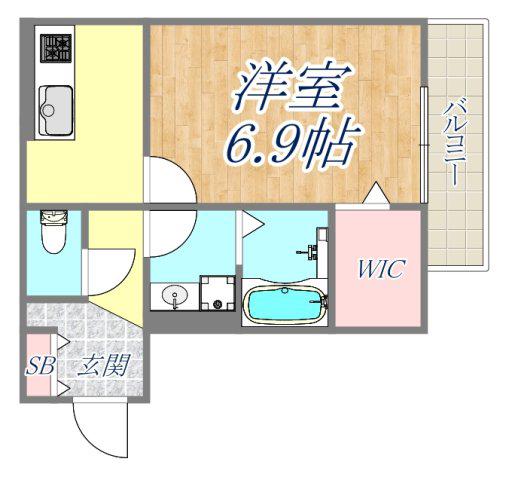 コートドール逆瀬川(1K/1階)の間取り写真