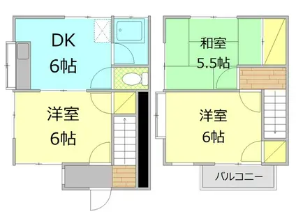 川島田メゾネット(3DK/1階)の間取り写真