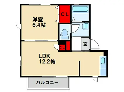 シャーメゾンピールアーク(1LDK/1階)の間取り写真